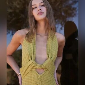 Free People Endless Summer Nya Dress Halter Maxi Green